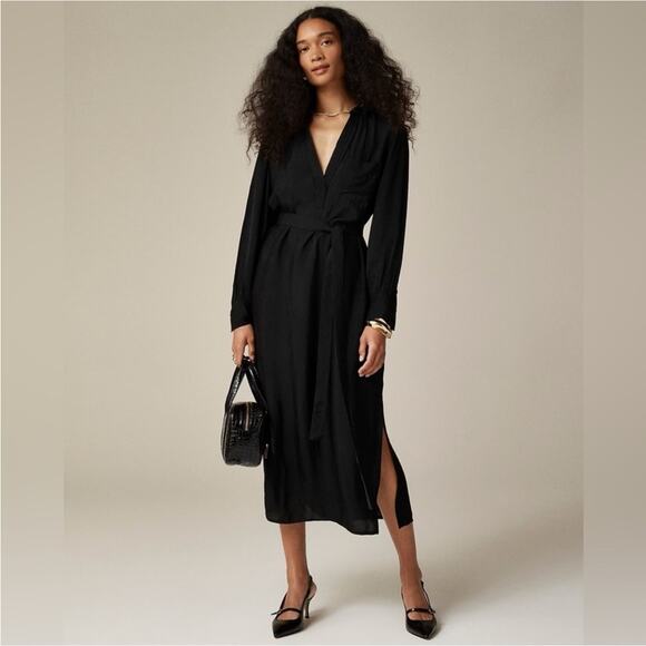 J Crew Bungalow Dress in Drapey Viscose Twill Size S Black NWT - Picture 1 of 10